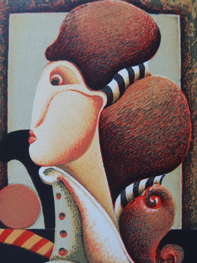 José HERRERA : Muse aux lignes courbes, Lithographie originale signée