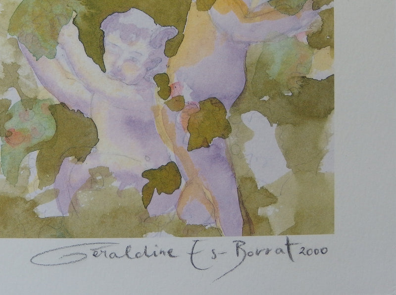 Géraldine ES BORRAT : Bacchantes et angelots, Lithographie originale signée