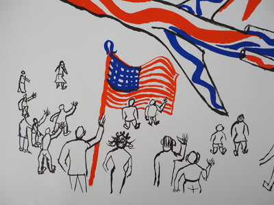 Alexander CALDER : Flying Colors : Plane under Red Sun, Lithographie originale (photo de détail 4) - Crédit photo : Galerie Art.Paris