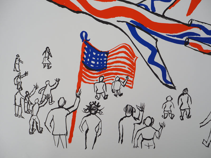 Alexander CALDER : Flying Colors : Plane under Red Sun, Lithographie originale (photo de détail 4) - Crédit photo : Galerie Art.Paris