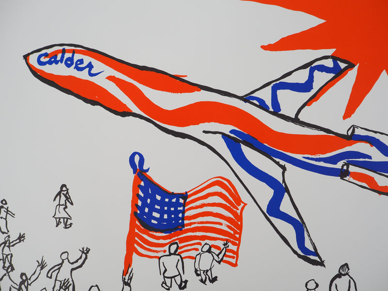 Alexander CALDER : Flying Colors : Plane under Red Sun, Lithographie originale (photo de détail 5) - Crédit photo : Galerie Art.Paris