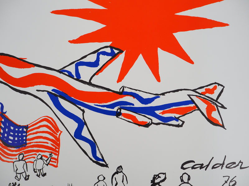 Alexander CALDER : Flying Colors : Plane under Red Sun, Lithographie originale (photo de détail 6) - Crédit photo : Galerie Art.Paris