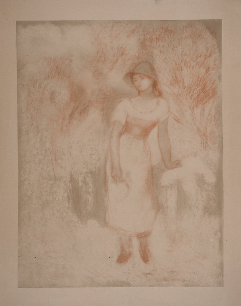 Pierre-Auguste RENOIR : La glaneuse, Lithographie et pochoir