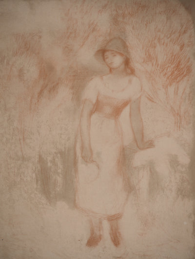 Pierre-Auguste RENOIR : La glaneuse, Lithographie et pochoir