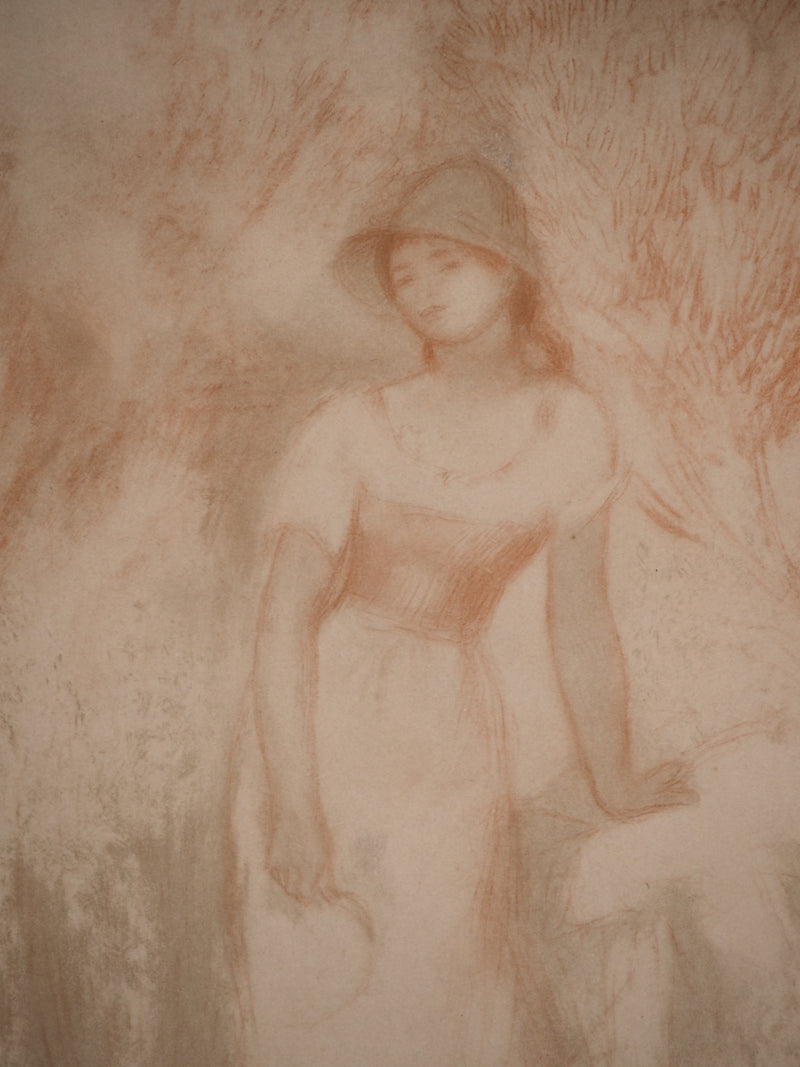 Pierre-Auguste RENOIR : La glaneuse, Lithographie et pochoir
