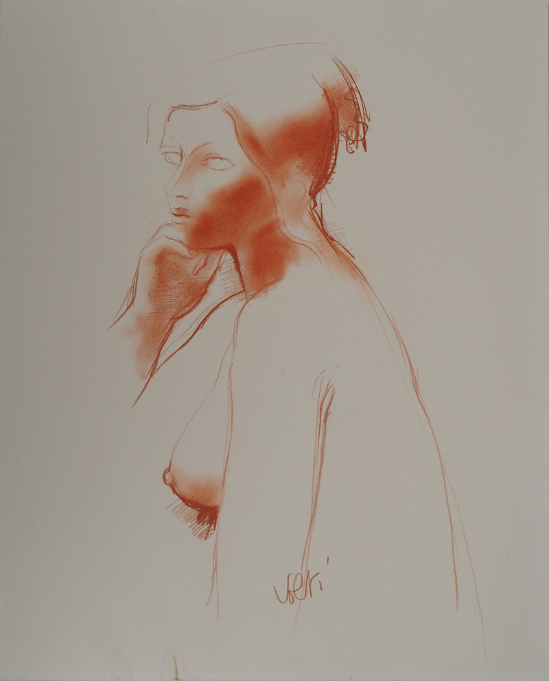 Antonuccio VOLTI : Femme de profil, Dessin original signé