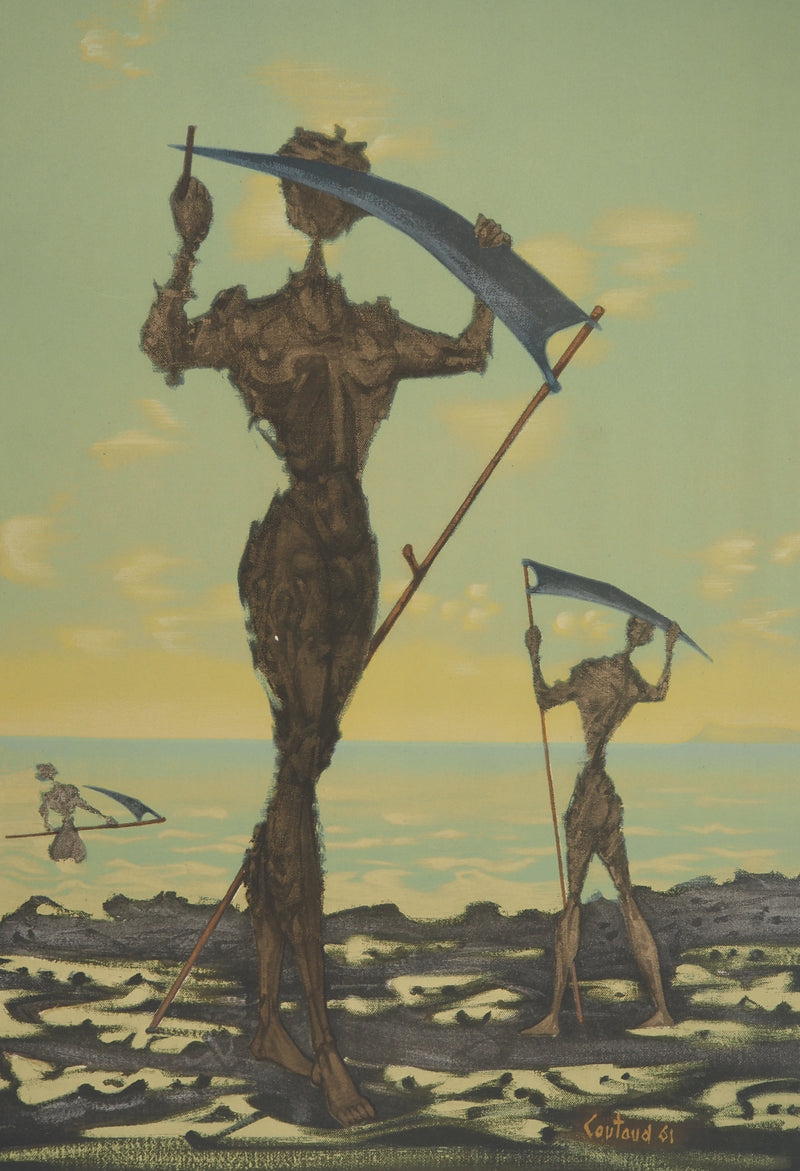 Lucien COUTAUD : Les faucheuses, Lithographie signée