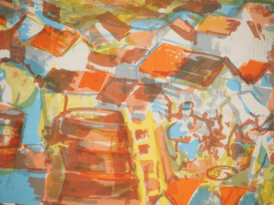 Pierre GAILLARDOT : Village dans les vignes, Lithographie originale signée