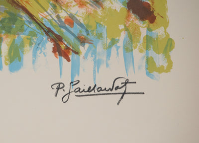 Pierre GAILLARDOT : La course hippique, Lithographie originale signée