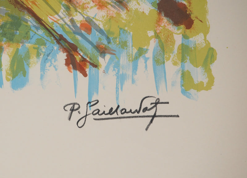 Pierre GAILLARDOT : La course hippique, Lithographie originale signée