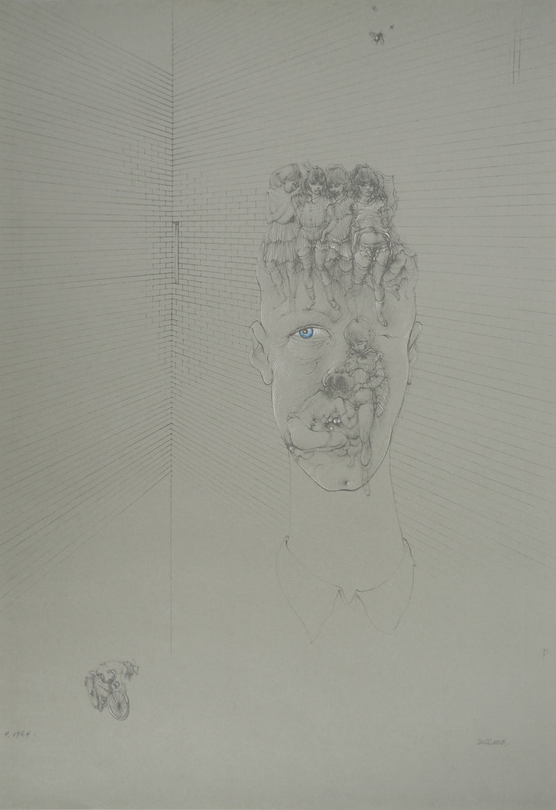 Hans BELLMER : Le regard bleu, Quadrichromie signée