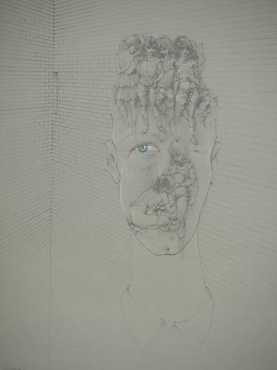 Hans BELLMER : Le regard bleu, Quadrichromie signée
