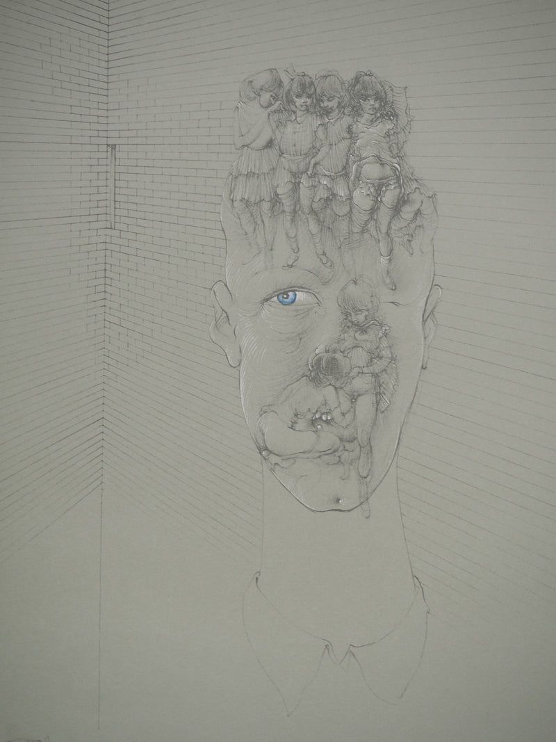 Hans BELLMER : Le regard bleu, Quadrichromie signée