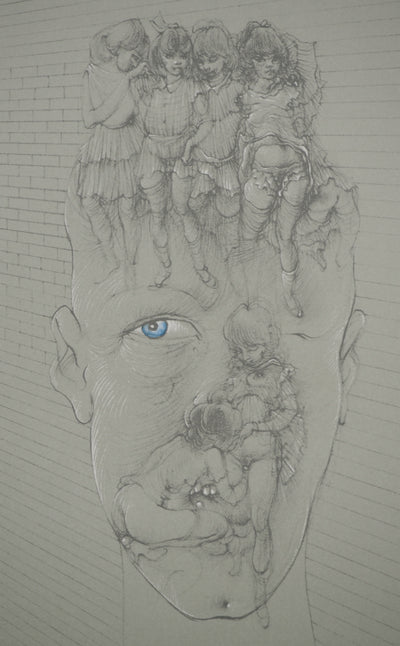Hans BELLMER : Le regard bleu, Quadrichromie signée