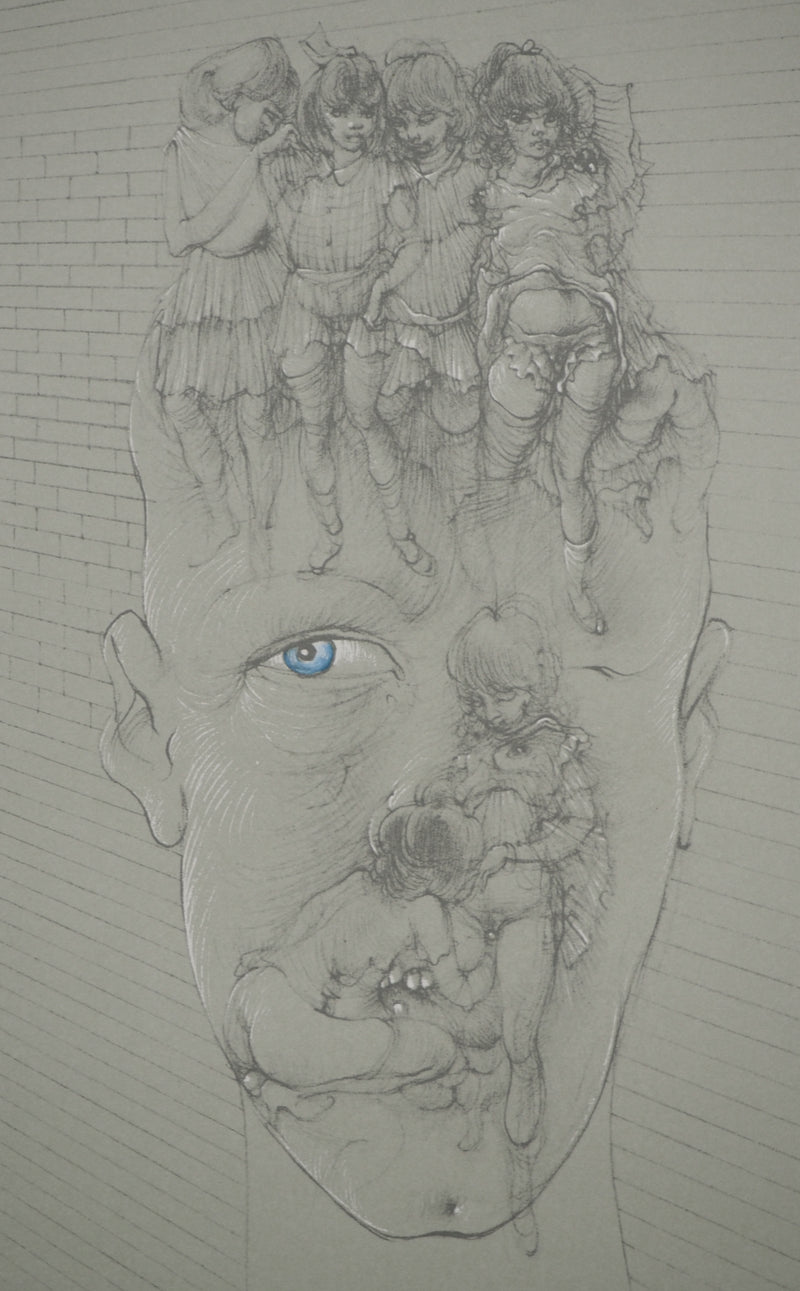 Hans BELLMER : Le regard bleu, Quadrichromie signée