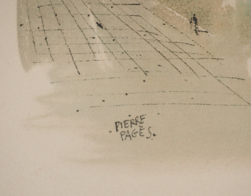 Pierre PAGES : Paris, Vue de Notre-Dame, Lithographie originale signée