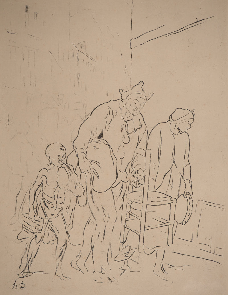 Honoré DAUMIER : Errance des saltimbanques, Héliogravure signée