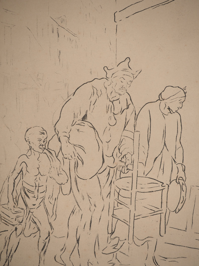 Honoré DAUMIER : Errance des saltimbanques, Héliogravure signée