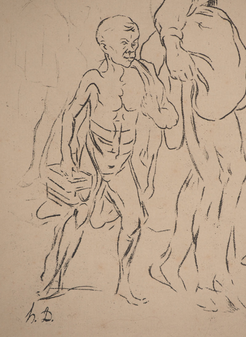 Honoré DAUMIER : Errance des saltimbanques, Héliogravure signée