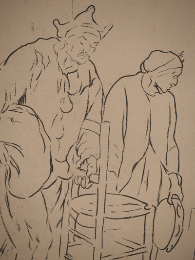 Honoré DAUMIER : Errance des saltimbanques, Héliogravure signée