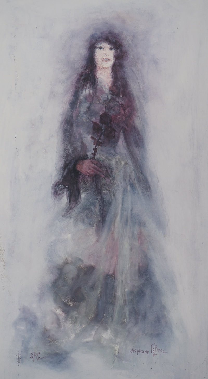 Stéphane LE GREC : La femme à la rose, Lithographie originale signée