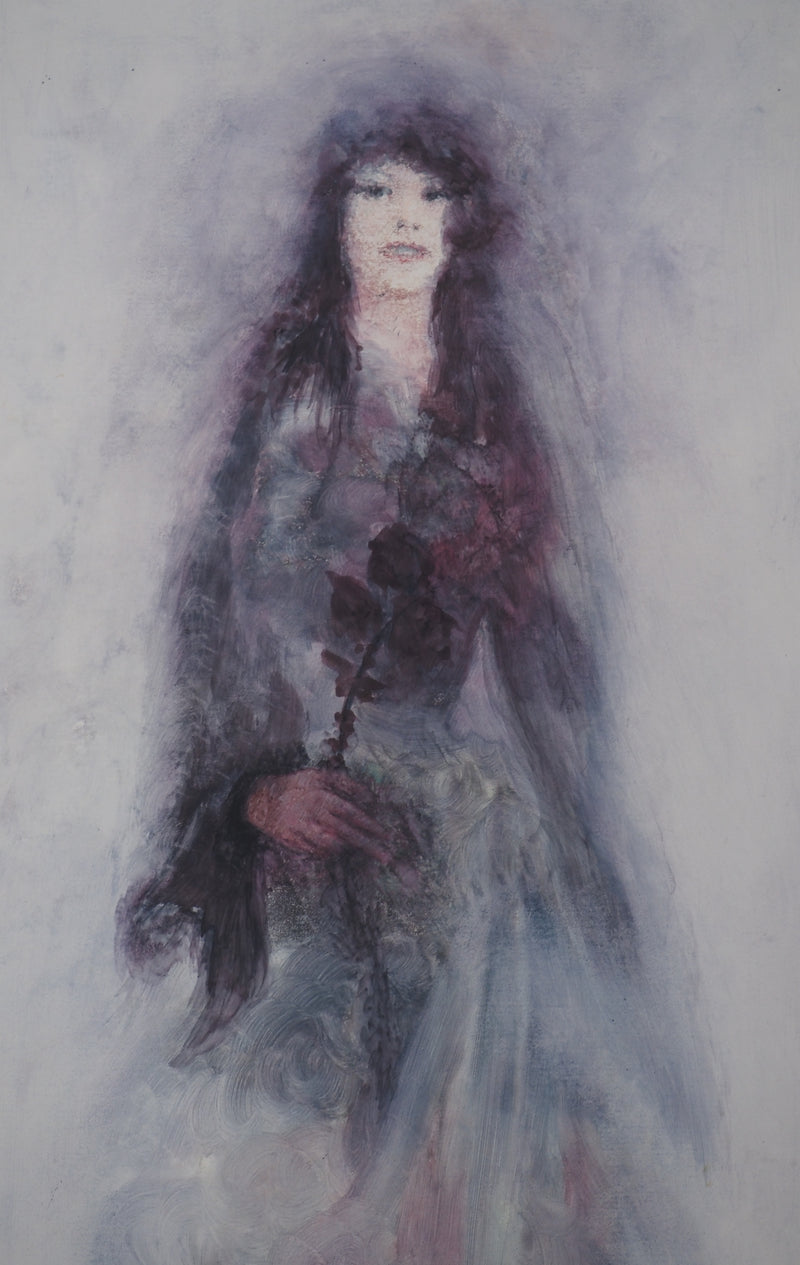 Stéphane LE GREC : La femme à la rose, Lithographie originale signée