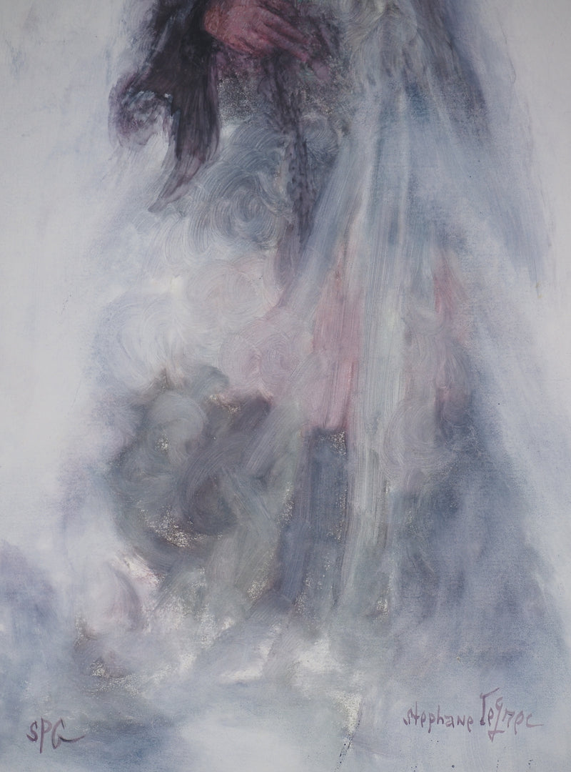 Stéphane LE GREC : La femme à la rose, Lithographie originale signée