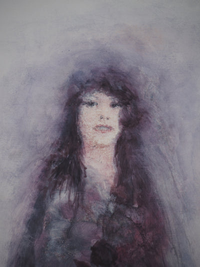 Stéphane LE GREC : La femme à la rose, Lithographie originale signée