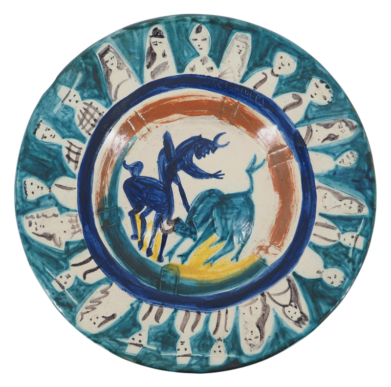 Pablo PICASSO : Corrida aux personnages, Céramique originale Madoura