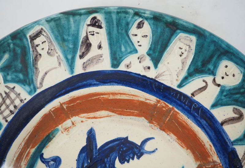 Pablo PICASSO : Corrida aux personnages, Céramique originale Madoura
