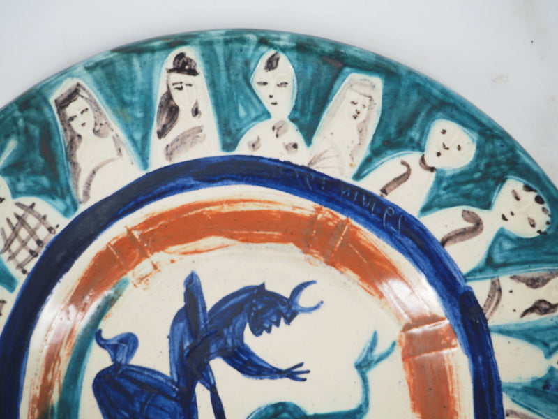 Pablo PICASSO : Corrida aux personnages, Céramique originale Madoura