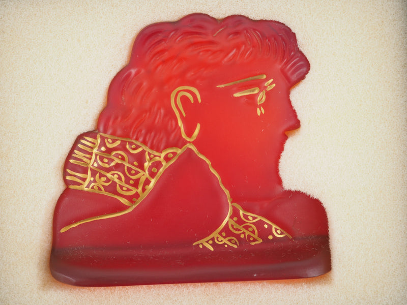 Alekos FASSIANOS : Kallisti rouge, Sculpture en pate de cristal signée
