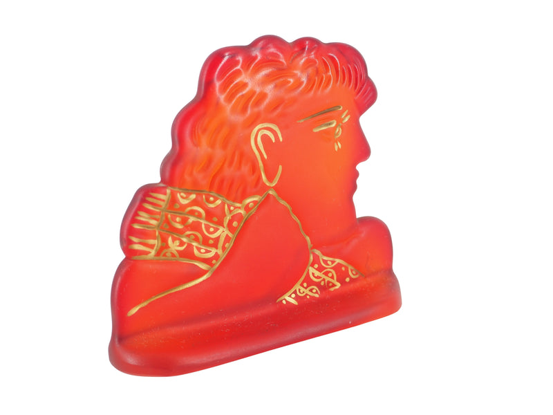 Alekos FASSIANOS : Kallisti rouge, Sculpture en pate de cristal signée