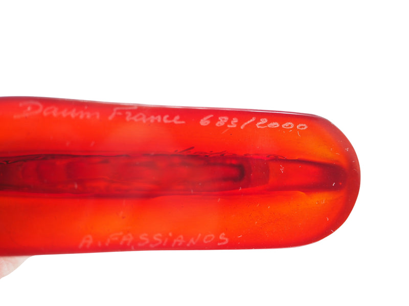 Alekos FASSIANOS : Kallisti rouge, Sculpture en pate de cristal signée