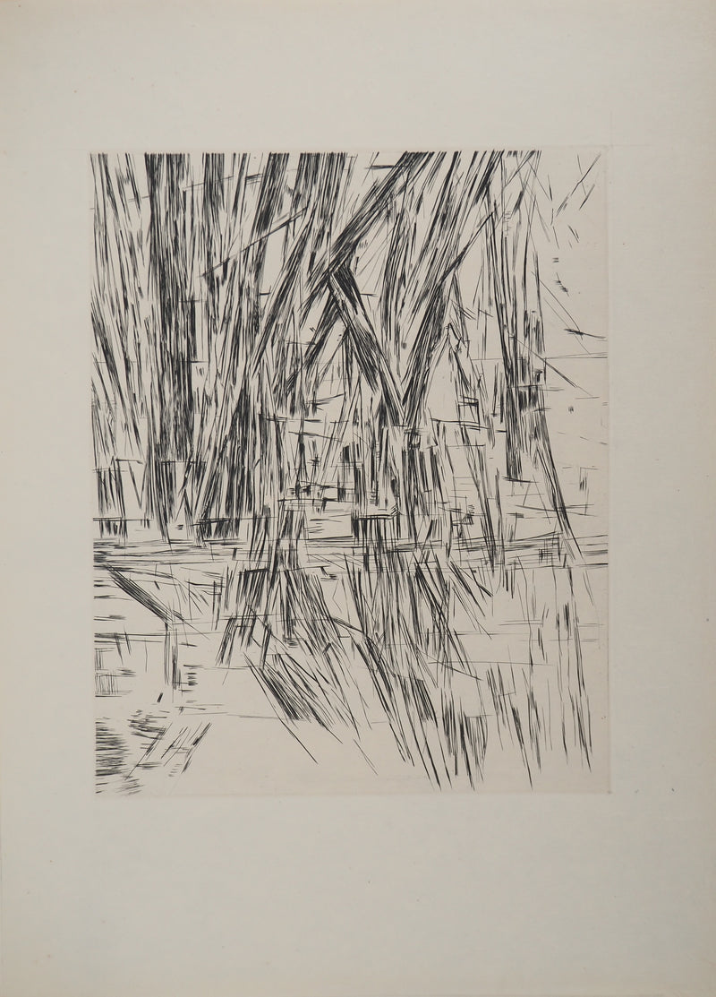 Maria Helena VIEIRA DA SILVA : Pluie nocturne, Gravure originale