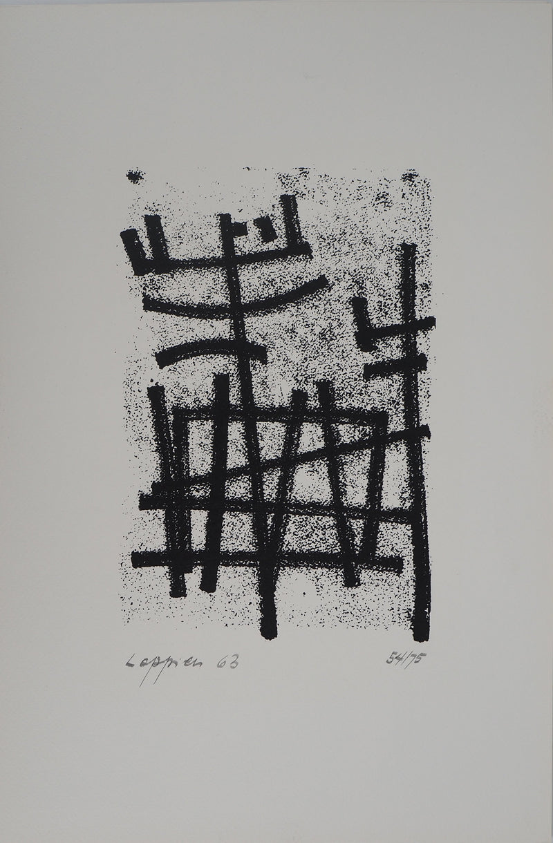 Jean LEPPIEN : Abstraction en noir et blanc, Sérigraphie originale signée