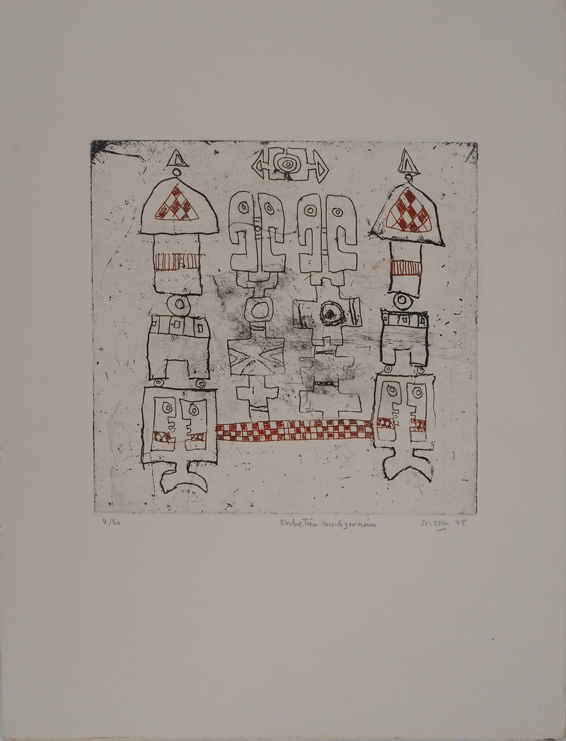 Jacques SOISSON : Les funambules, Gravure originale (vue générale) - Crédit photo : Galerie Art.Paris