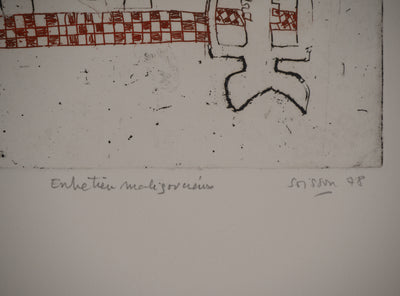 Jacques SOISSON : Les funambules, Gravure originale (photo de détail 3) - Crédit photo : Galerie Art.Paris