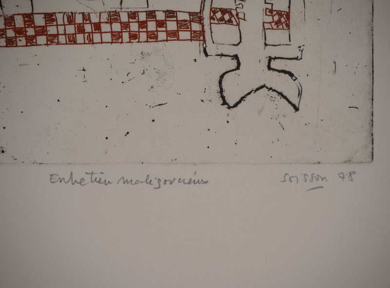 Jacques SOISSON : Les funambules, Gravure originale (photo de détail 3) - Crédit photo : Galerie Art.Paris