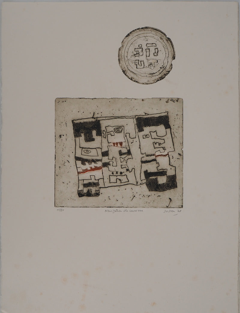 Jacques SOISSON : Navigation de conserve au médaillon, Gravure originale (photo de détail 6) - Crédit photo : Galerie Art.Paris