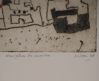 Jacques SOISSON : Navigation de conserve au médaillon, Gravure originale (photo de détail 3) - Crédit photo : Galerie Art.Paris