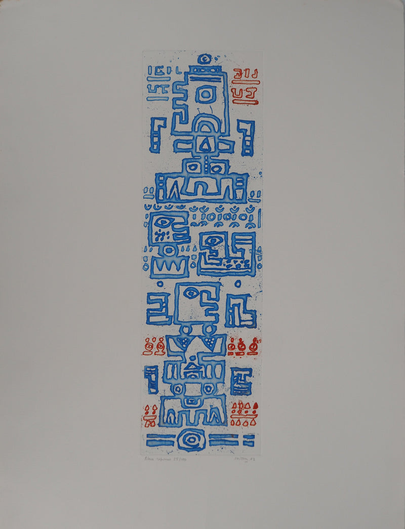 Jacques SOISSON : Réponse en bleu, Gravure originale (vue générale) - Crédit photo : Galerie Art.Paris
