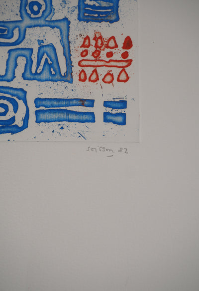 Jacques SOISSON : Réponse en bleu, Gravure originale (photo de détail 3) - Crédit photo : Galerie Art.Paris