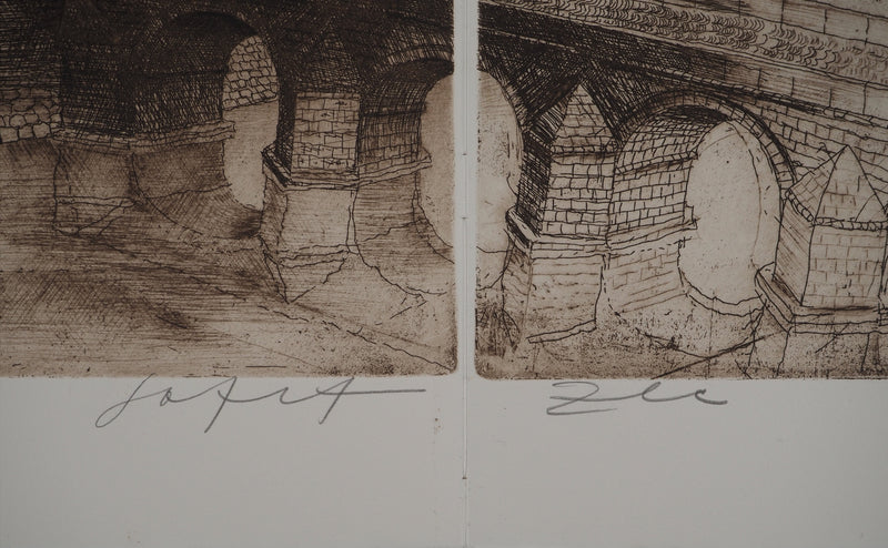 Safet ZEC : Ponts à Sarajevo, Gravure originale (photo de détail 3) - Crédit photo : Galerie Art.Paris