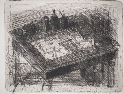 Safet ZEC : Nature morte d'un atelier, Gravure originale signée