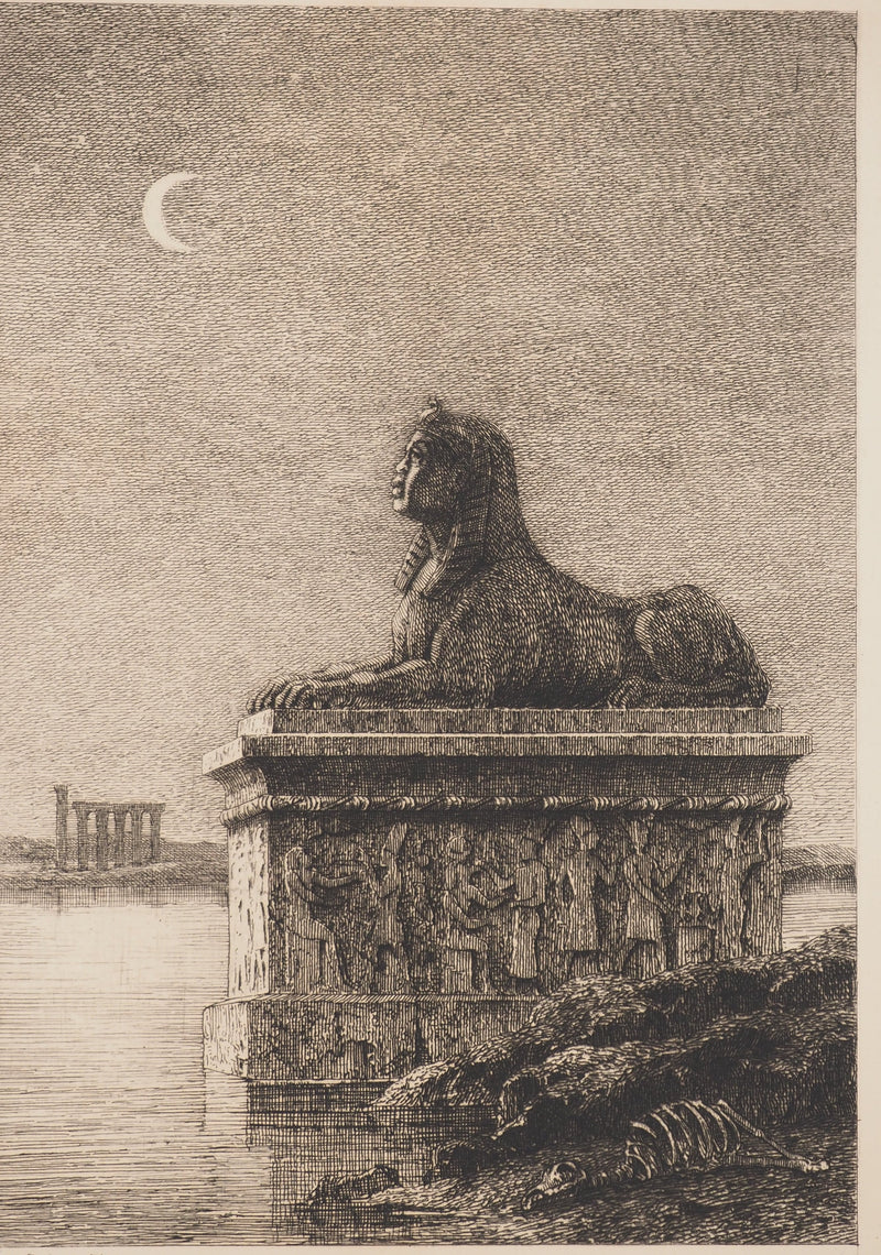 Armand QUEYROY : Egypte : Le Sphinx, Gravure originale (vue générale) - Crédit photo : Galerie Art.Paris