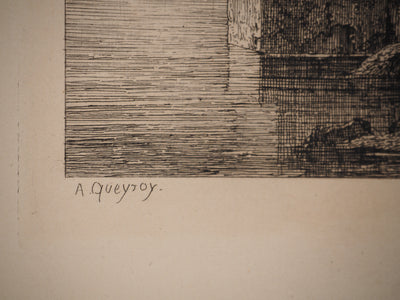 Armand QUEYROY : Egypte : Le Sphinx, Gravure originale (photo de détail 3) - Crédit photo : Galerie Art.Paris