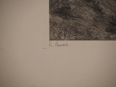 George HOWARD : La colline (ou Révolte), Gravure originale (photo de détail 3) - Crédit photo : Galerie Art.Paris