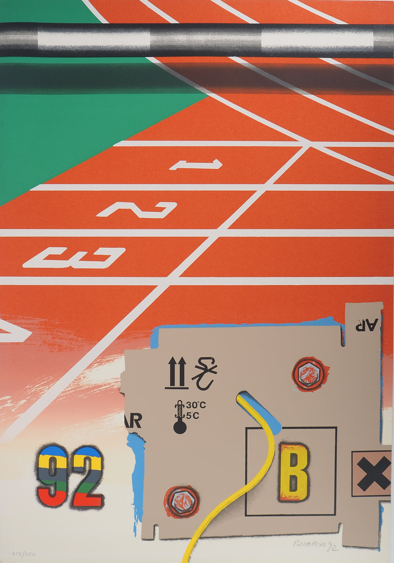 Peter KLASEN : Athlétisme, La piste du 100m, Lithographie originale signée