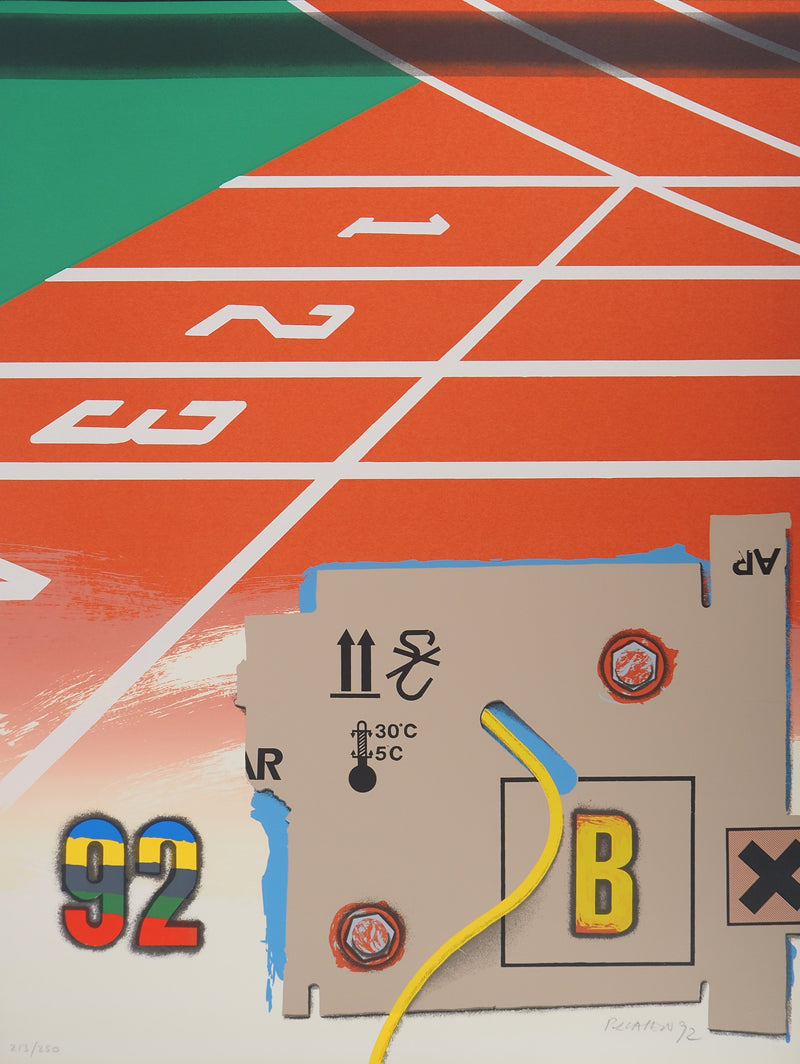 Peter KLASEN : Athlétisme, La piste du 100m, Lithographie originale signée